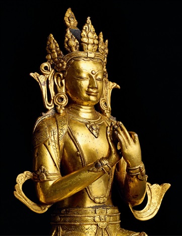 明中期铜鎏金弥勒菩萨坐像A GILT BRONZE STATUE OF MAITREYA on